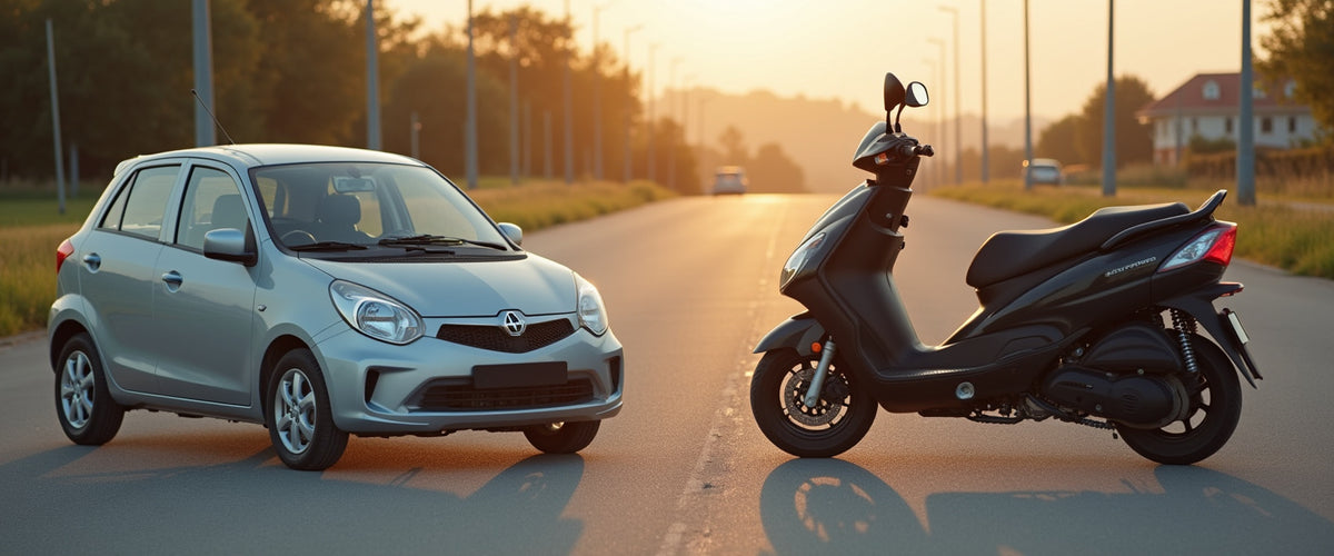 SZT Automotive — car and scooter on an open road, parts that fit
